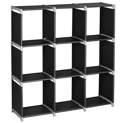 3-layer 9-grid Storage Rack - Black