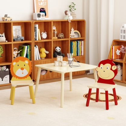 Solid Wood Children's Table And Two Chairs Set