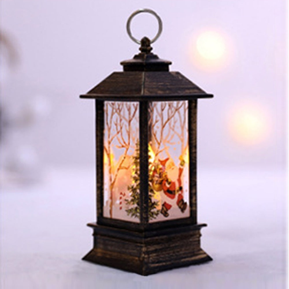 Christmas Portable Oil Lamp Santa Claus LED Night Lights Battery Powered Indoor Outdoor Hanging Lanterns Festive Party Decoration