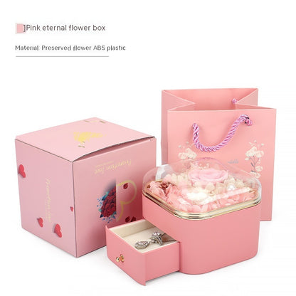 Valentines Day Rose Flower Drawer Jewelry Box Earrings Ring Necklace Storage Valentine's Day Gift Box Romantic Jewelry Packaging Box