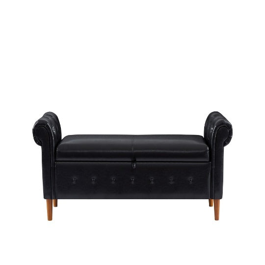 Black Multifunctional Storage Rectangular Sofa Stool