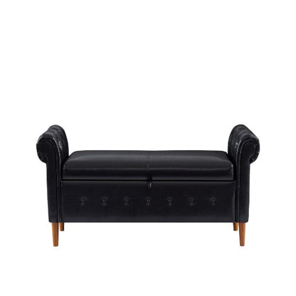 Black Multifunctional Storage Rectangular Sofa Stool