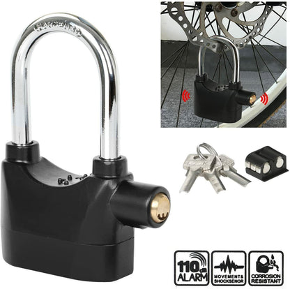 110db Alarmed Padlock Long NEW Heavy Duty Weatherproof Shackle Padlock