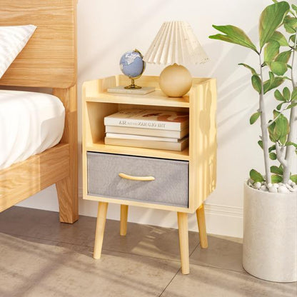 Bedside Table With Foldable Fabric Drawers