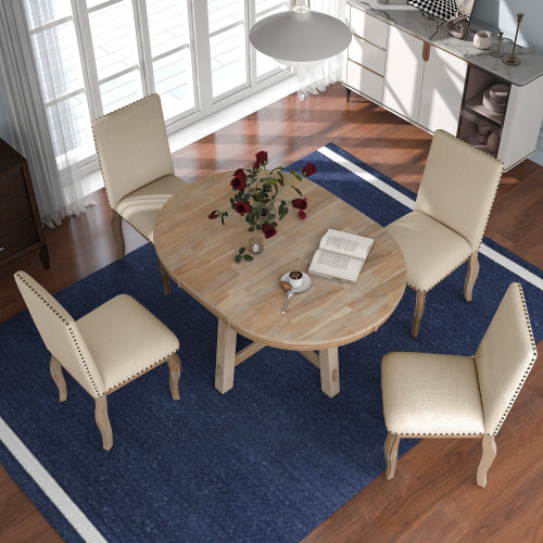 5-piece Farmhouse Wooden Dining Table Set