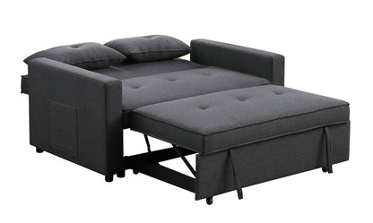 56 Inch Dark Grey Linen Convertible Sleeper Double Sofa