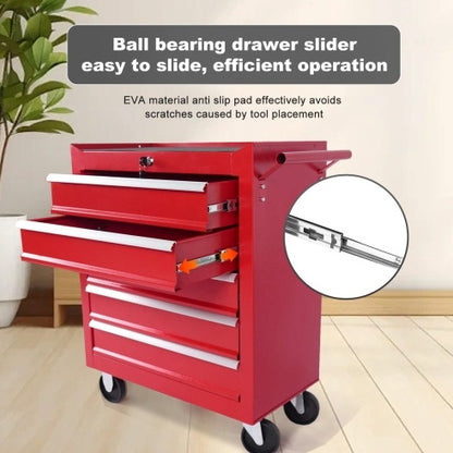 5-Drawer Metal Rolling Tool Chest With Wheels,Tool Storage Cabinet With Locking System