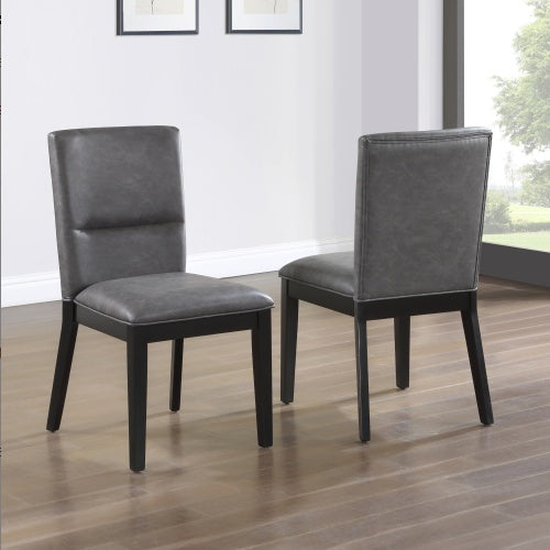 Amy - Faux Leather Side Chair Gray