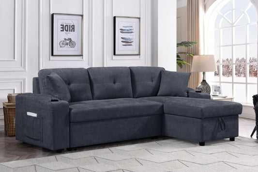 Convertible Sectional Sofa With Armrest Storage