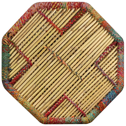 vidaXL Coffee Table Bamboo with Chindi Details Multicolour