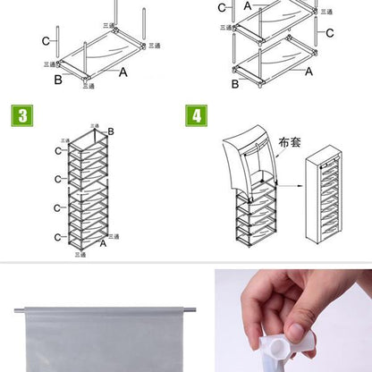 10 Layer 9-grid Non-woven Shoe Cabinet