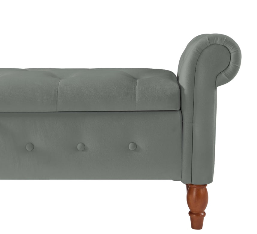 Velvet Multifunctional Storage Rectangular Sofa Stool - Grey