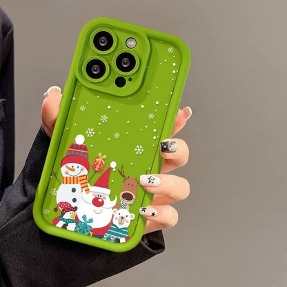 Cute Santa Claus Phone Case Frosted Advanced Christmas Pattern Case For Phone Shockproof Soft Silicone Phone Cover