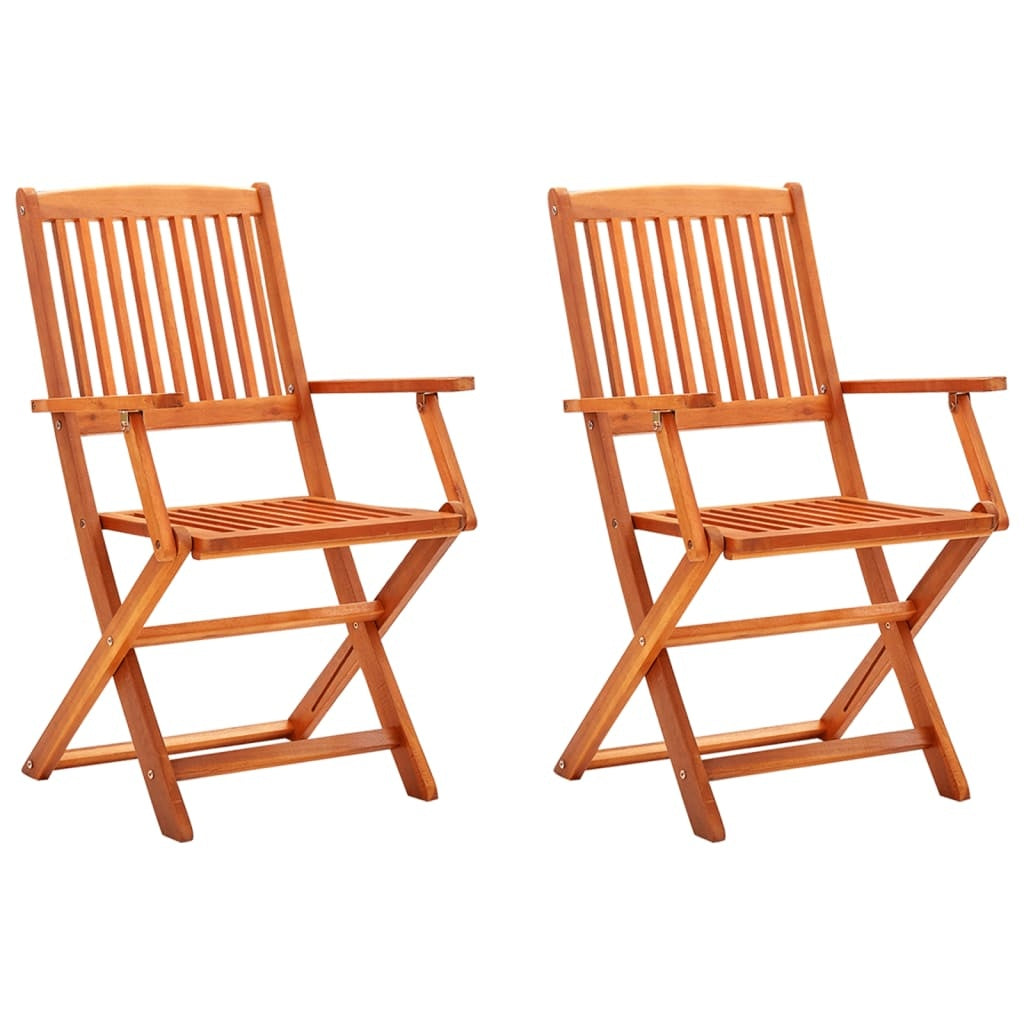 vidaXL Folding Garden Chairs 2 pcs Solid Eucalyptus Wood