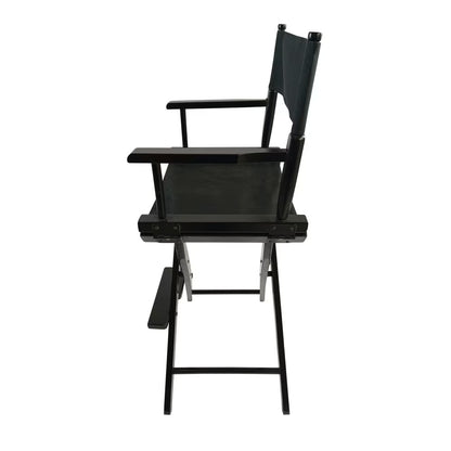 Casual Home Director's Chair, Black Frame Black Canvas,Suitable For Adults, Foldable Style, 2pcs Set Populus