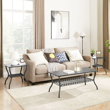 Contemporary 3 Piece Coffee Table Set Rectangular Coffee Table