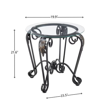 Tempered Glass Coffee Table Set Of 3,with 1 Oval Coffee Table 2 Round End Side Table,for Living Room