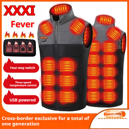 Color Matching Four-control Zone 21 Self-heating Vest V-neck