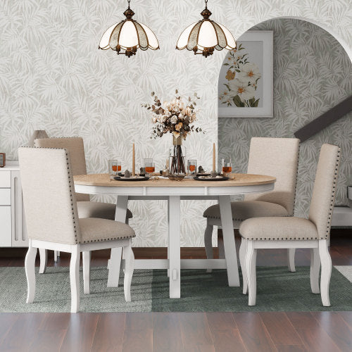 5-piece Farmhouse Wooden Dining Table Set