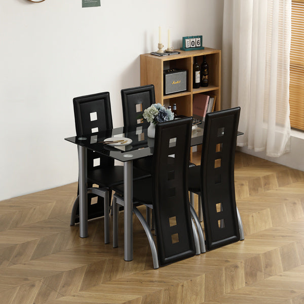 Black And Clear Dining Table Set