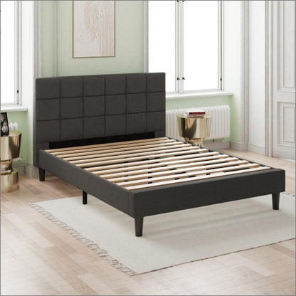 Upholstered Platform Bed Square Stitch - Full