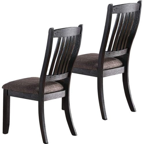 Dark Coffee Classic Wood Kitchen Dining Room Set Of 2 Side Chairs Fabric Upholstered Seat Unique Design Back