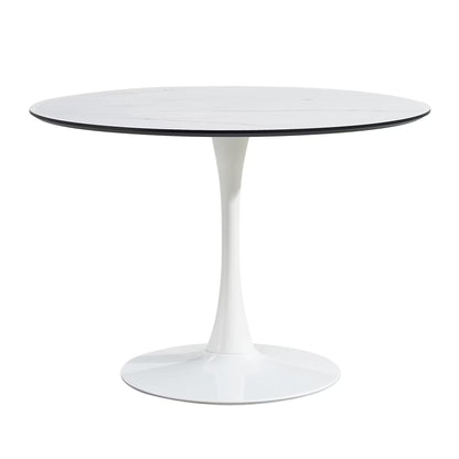 TULIP DINING TABLE ,Dia. 106cm ROUND, WHT, MARBLE WHT, 1pc Per Ctn