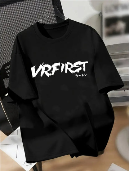 VRFIRST Print Boy's Short Sleeve T-shirt Breathable Loose Comfortable Crew Neck Creative Pattern Casual Top