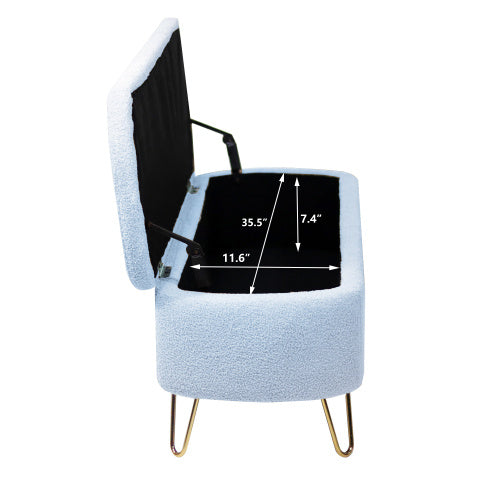 Blue Bedside Storage Footstool