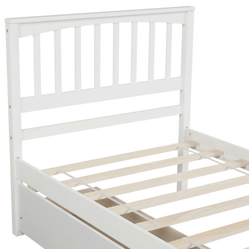 Twin Size Platform Bed With Two Drawers, White