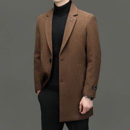 Autumn And Winter Woolen Coat Men's Slim-fit Mid-length Casual Wool