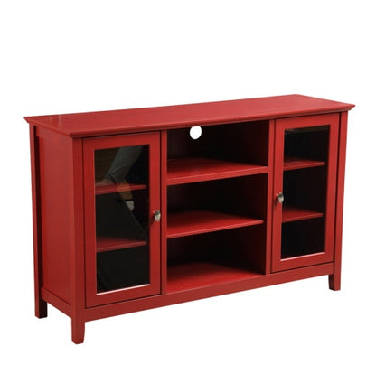 Storage Buffet Cabinet Sideboard TV Console With Glass Doors,Red