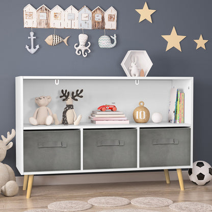 Children's Bookcase With Foldable Fabric Drawers, Children's Book Display, Toy Storage