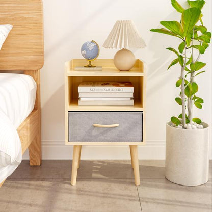 Bedside Table With Foldable Fabric Drawers