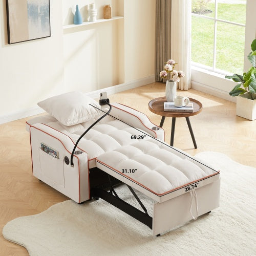 3-in-1 Sofa Bed, Convertible Sleeper Chair Sofa Bed Adjustable Pull Out Sleeper Chair Bed Multi-Pockets Folding Sofa Bed For Living Room Bedroom Small Space