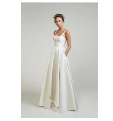 Strap Satin Light Wedding Dress Simple Trailing French Backless White Gauzy Dress