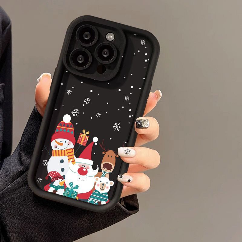 Cute Santa Claus Phone Case Frosted Advanced Christmas Pattern Case For Phone Shockproof Soft Silicone Phone Cover