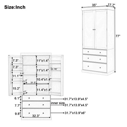 77 Inch Farmhouse Kitchen Storage Room