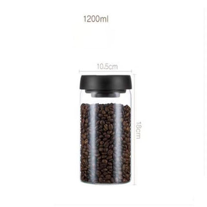 Vacuum Sealed Jug Set Black Coffee Beans Glass Airtight Canister Kitchen Food Grains Candy Keep Good Storage Jar Set Kitchen Gadgets