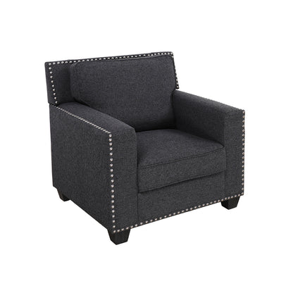 Black Linen Living Room Chair