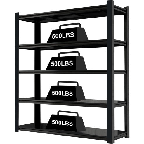 15.75 Inches Wide Black Metal Shelves, With 5 Removable Dividers, Large Capacity, Strong Load Bearing, Suitable For Garage, Kitchen And Office.