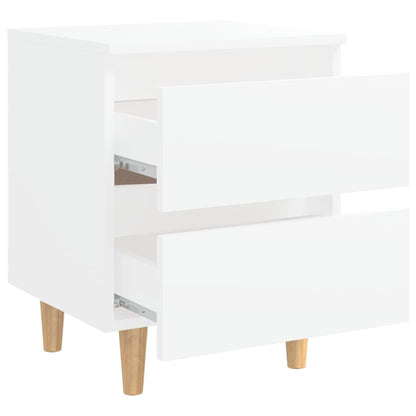 vidaXL Bed Cabinets with Solid Pinewood Legs 2 pcs White 40x35x50 cm