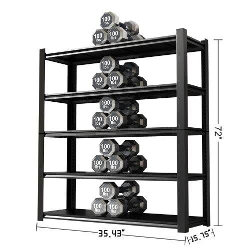 15.75 Inches Wide Black Metal Shelves, With 5 Removable Dividers, Large Capacity, Strong Load Bearing, Suitable For Garage, Kitchen And Office.