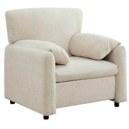 Contemporary Chairs, Oversized Chenille Armchairs, Comfortable Upholstered Single Lounge Armchairs