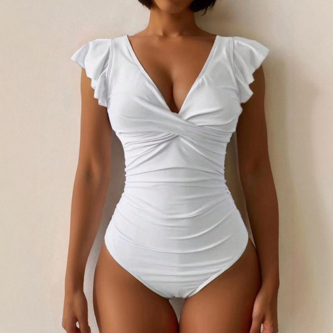 Bikini Swimsuit Solid Color Back Slimming One-piece Swimsuit