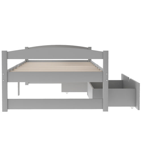 Twin Size Platform Bed, With Two Drawers, Gray