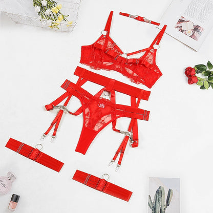 Women's Embroidered Lace Underwear Suit