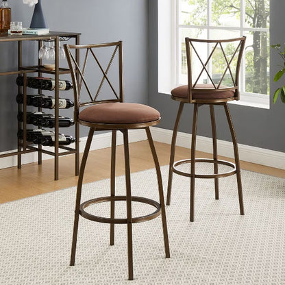 2 Piece Bar Stools, Bar Chairs, Brown Bar Stools,Country Style Industrial,Easy To Assemble, With Footrest For Indoor Bar Dining Kitchen