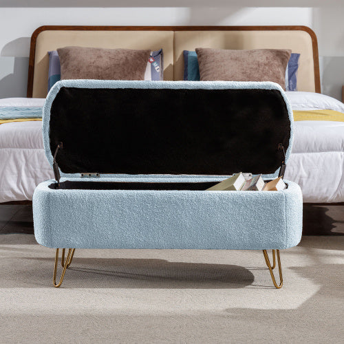 Blue Bedside Storage Footstool