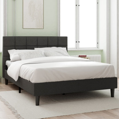 Upholstered Platform Bed Square Stitch - Queen